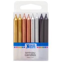Smooth Metallic Candles 16 pcs 2.5" by Bakery Crafts