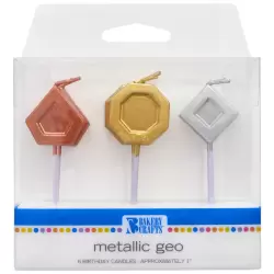 Metallic Geo Lux Candles 6 pcs Assorted Shapes 1"