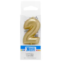 Gold Number 2 Candle 1.75" by Bakery Crafts