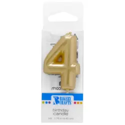 Gold Number 4 Candle 1.75" by Bakery Crafts