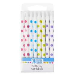 Dotted White 3.5" Candles - 16 pcs by Bakery Crafts