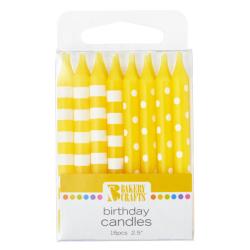 Stripes & Dots Yellow Candles - 16 pcs 2.5" by Bakery Crafts