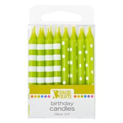 Stripes & Dots Lime Candle 16 pcs 2.5" by Bakery Crafts