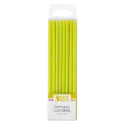 Slim Glitter Lime Candles 24 pc 3.5" by Bakery Crafts