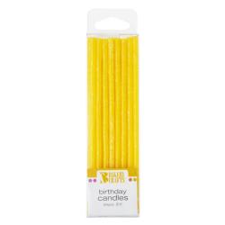 Slim Glitter Yellow Candles 24 pcs 3.5" by Bakery Crafts