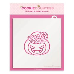 Pumpkin w/Candy PYO Cookie Stencil - The Cookie Countess