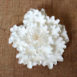 Peony Gumpaste Flower White - 4.5". Includes 3.