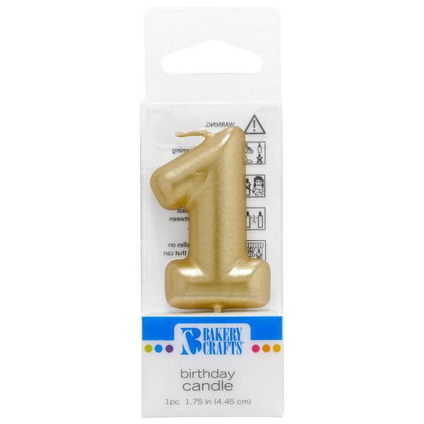 Gold Number 1 Candle 1.75" by Bakery Crafts 600