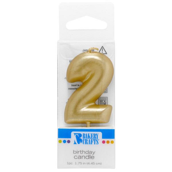 Gold Number 2 Candle 1.75" by Bakery Crafts 600