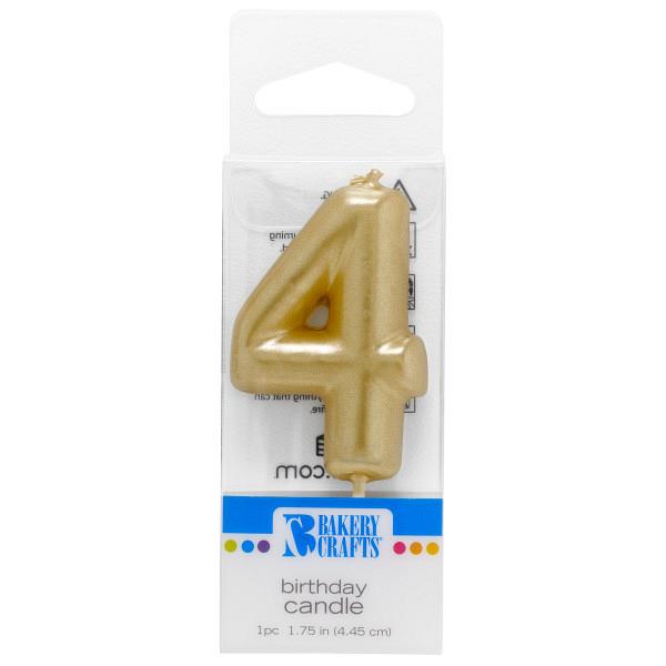 Gold Number 4 Candle 1.75" by Bakery Crafts 600