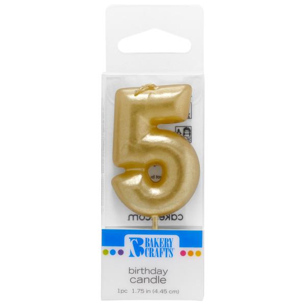 Gold Number 5 Candle 1.75" by Bakery Crafts 600