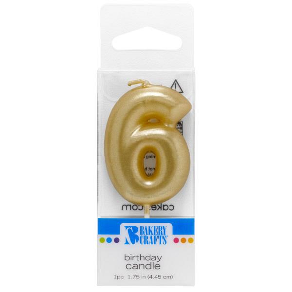 Gold Number 6 Candle 1.75" by Bakery Crafts 600