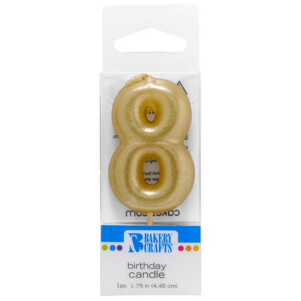Gold Number 8 Candle 1.75" by Bakery Crafts 600