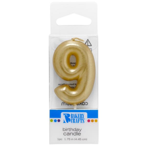 Gold Number 9 Candle 1.75" by Bakery Crafts 600