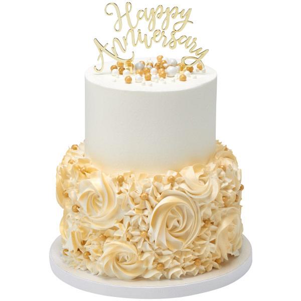 Gold Happy Anniversary Vertical Cake Topper - Pack of 6 600