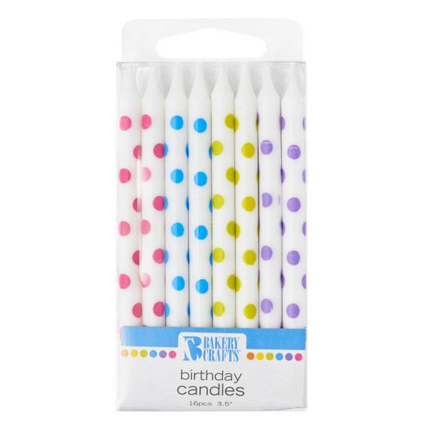 Dotted White 3.5" Candles - 16 pcs by Bakery Crafts 600