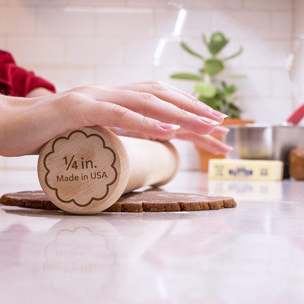 Cookie Rolling Pin 1/4-in. Fixed Depth Hardwood Made in the USA by Ann Clark 600