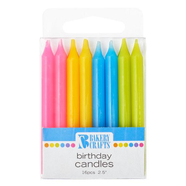 Smooth Assorted Candles 16 pcs 2.5" by Bakery Crafts 600