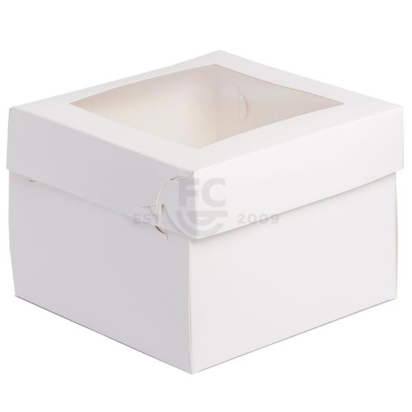 8X8X6 White Cake Box with Window 600