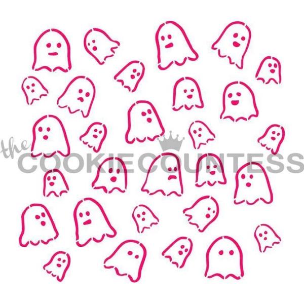 Little Ghosts Cookie Stencil - The Cookie Countess 600