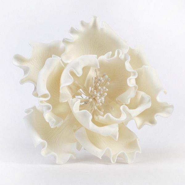 Peony Gumpaste Flower 6" - White 600