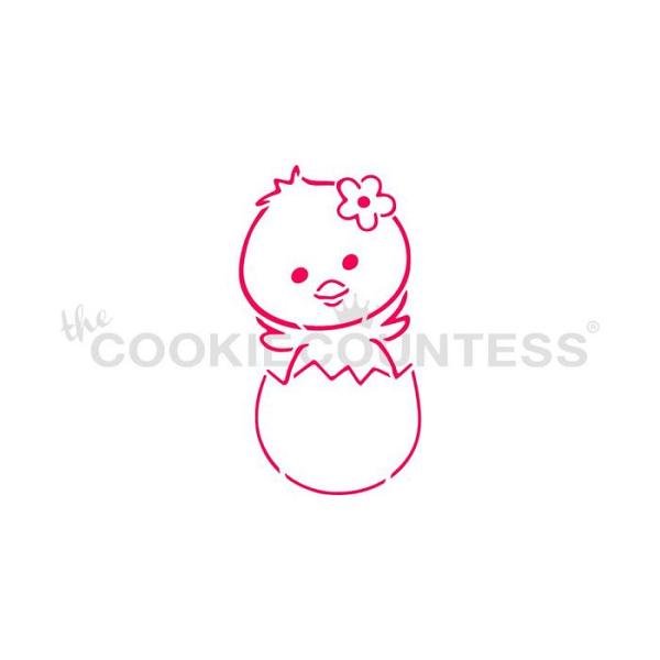 Baby Chick in Egg PYO Cookie Stencil - The Cookie Countess 600