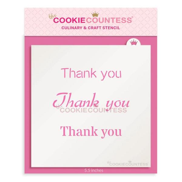 Thank You Cookie Stencil - The Cookie Countess 600