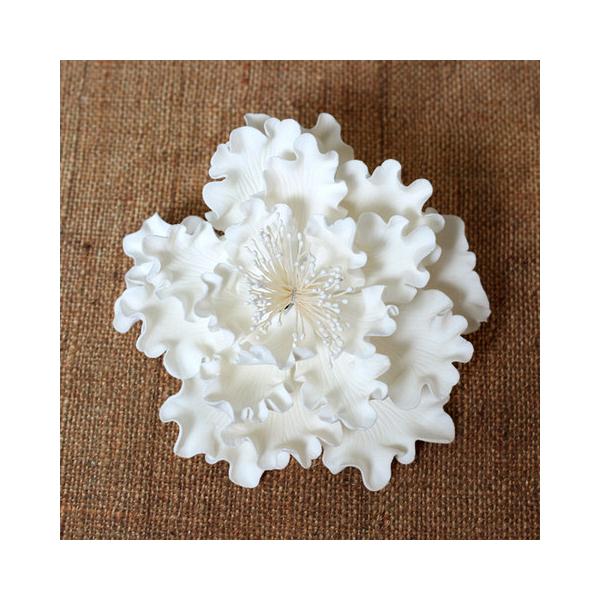 Peony Gumpaste Flower White - 4.5". Includes 3. 600