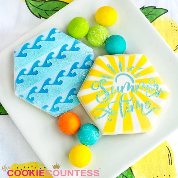 Ocean Waves Cookie Stencil - The Cookie Countess 600